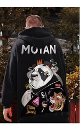 Wicked Panda Funny Graphic Print Men Pullover Hoodies 2025 Autumn Japanese