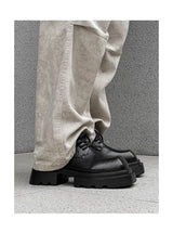 High Street Increase Derby Shoes Men's Streetwear Fashion Thick Sole Platform PU Leather Casual Luxury Designer Shoe