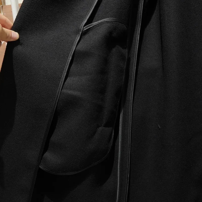 European and American men's medium and long 40% wool woolen gray suit collar woolen coat men