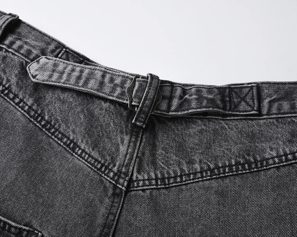 high street washed baggy casual jeans for men and women straight pockets denim pants oversized loose cargo trousers military streetwear pants