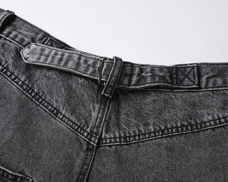 high street washed baggy casual jeans for men and women straight pockets denim pants oversized loose cargo trousers military streetwear pants