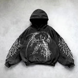 Harajuku Hoodie Skull Y2K Tops Oversized Sweatshirt Goddess Print Hood