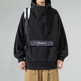 Autumn Polar Fleece Half Turtleneck Hoodies For Men Y2K Vintage Windproof Hooded Sweatshirts Casual Streetwear Pullover