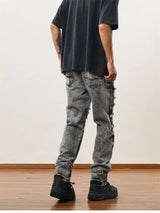 destroy distressed ripped denim jean pants new fashion biker jeans streetwear slim pants jogger y2k mens jeans skinny jeans men sporty tapered joggers