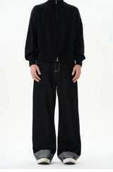 men women streetwear fashion loose casual wide leg straight black denim jeans pant boyfriend y2k baggy jeans trousers unique jeans style 2375