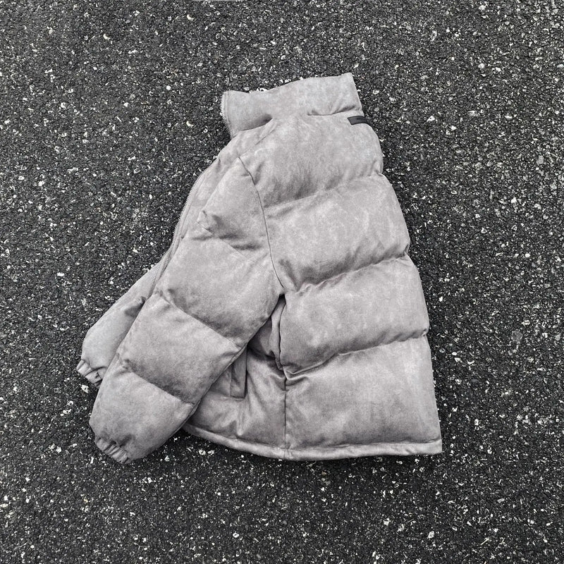 New 2023 Men Novelty Grey Suede Puffers Coats & Jackets / Down Coats Vest Cotton Thicken Warm Winter US Size S-XL #677