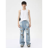vintage ripped straight jeans blue baggy jeans trousers streetwear luxury loose casual distressed denim pants male y2k hombre ripped baggy denim