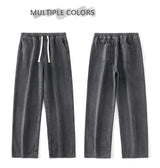 autumn korean fashion drawstring y2k jeans homme classic baggy straight wide leg pants 2023 new hip hop streetwear casual jean unique jeans style 1326