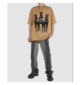 Sadcore Oversized shirt – Harajuku T Shirt Mens 2023 Summer Dog Letter Printed Vintage