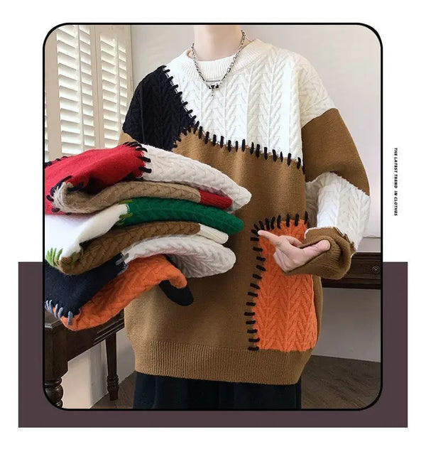 grunge fire sweater, streetwear drip, cozy knitwear for men, oversized grunge aesthetic winter top