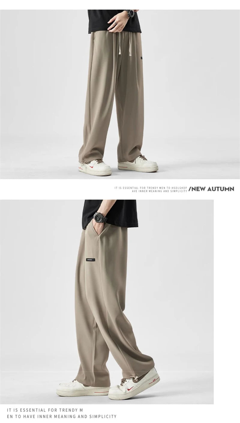 2024 new y2k straight gym pants mens korean fashion sportswear drawstring wide leg sweatpants casual baggy vintage trousers unique joggers style 3354