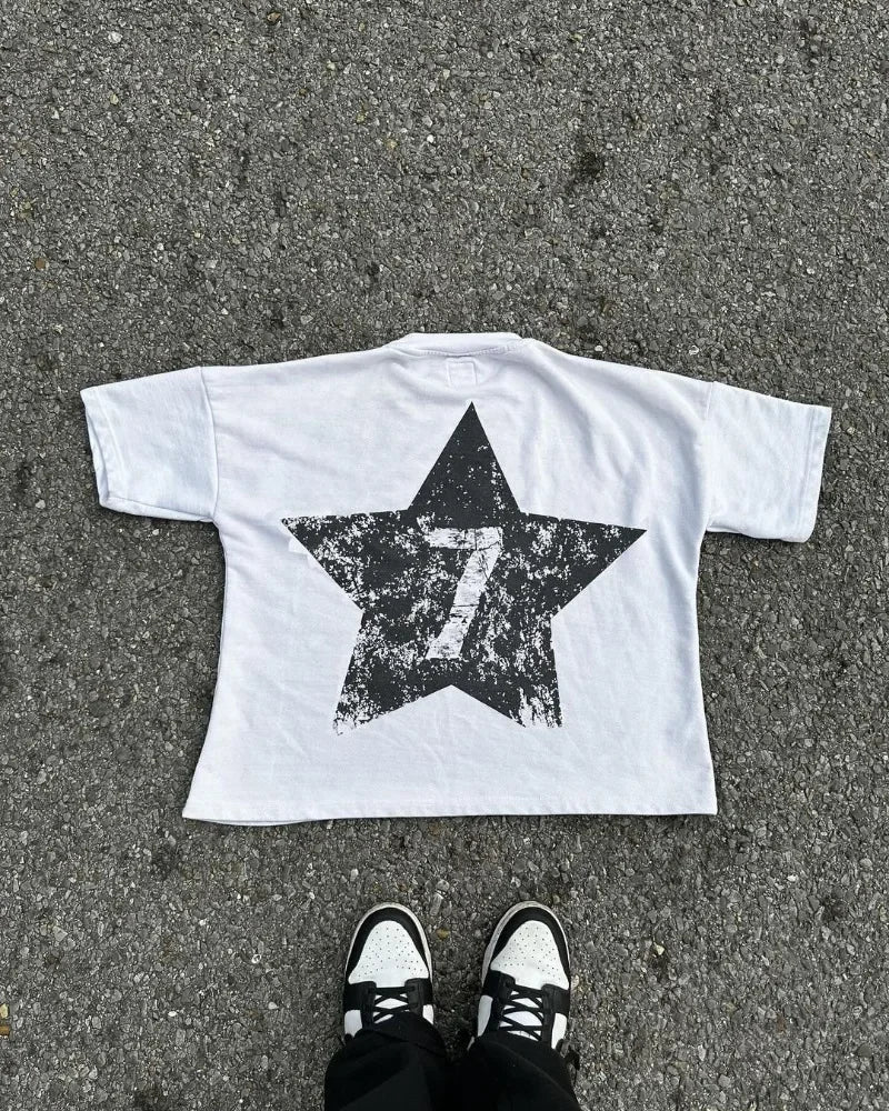 American High Street Fashion Cartoon Portrait Printed Oversized T-shirt Women Y2k Goth Harajuku Casual Versatile Short-sleeved