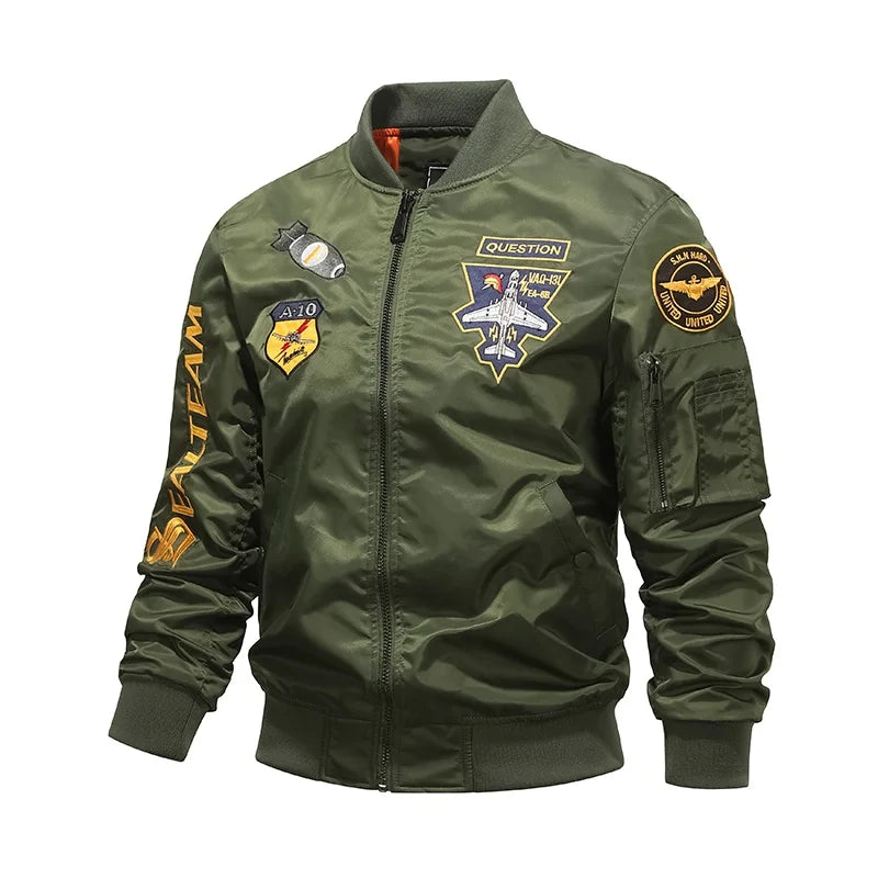 material casual design mens-spring-and-autumn-thin-army-green-black-yellow-motorcycle-pilot-baseball-uniform-sports-jacket-mens-hip-hop-style-jacket quality - essential b3600b urban style unisex streetwear fashion wear graphic image fit premium oversized hop hip high print style everyday streetwear design ID 5fe98