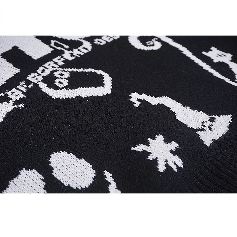 mens turtleneck knitted sweater fashion hip hop harajuku letter sweater retro vintage jumpers casual cotton pullovers sweaters trendy hip hop style outerwear, unique limited edition hoodie, Y2K vintage urban hoodie