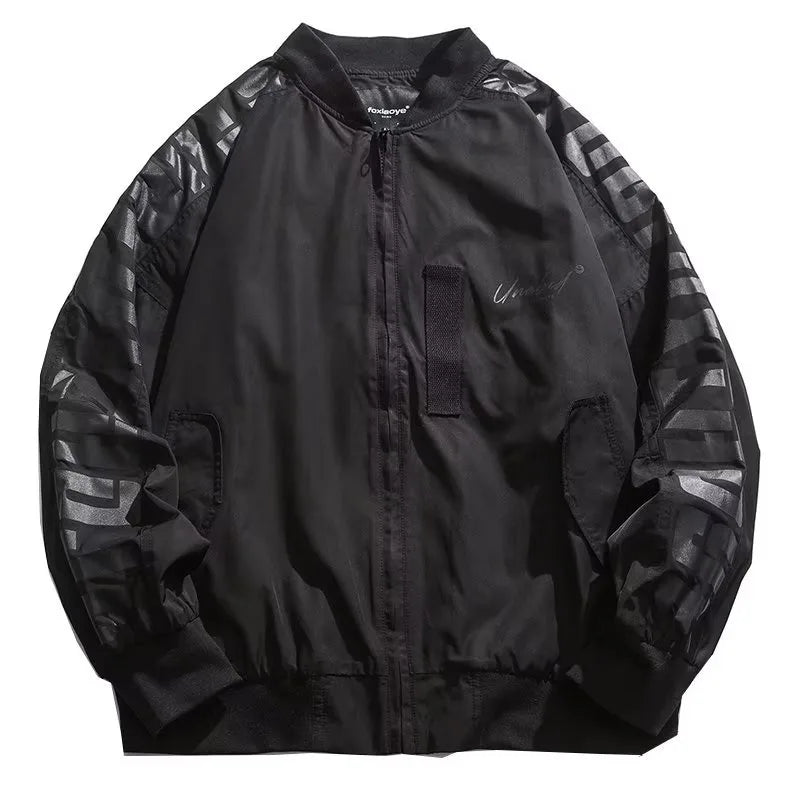 techwear zip bomber, urban street style, mens fashion