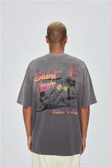 Trapwear Aesthetic print tee – 24Ss Future Vintage Style Western Gradient Logo Metal Print