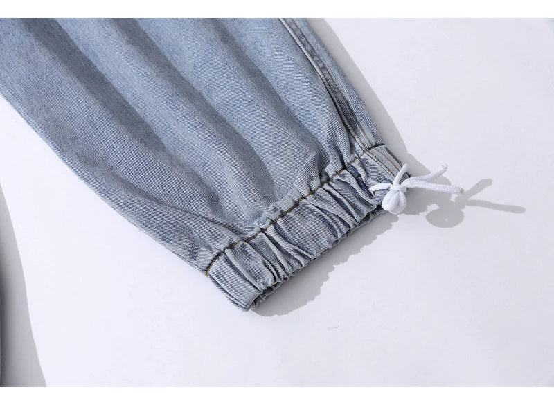 rainbowtouches men jeans fashion classic brand men wide legs elastic concise jeans casual trousers retro style boy loose pants unique jeans style 3141