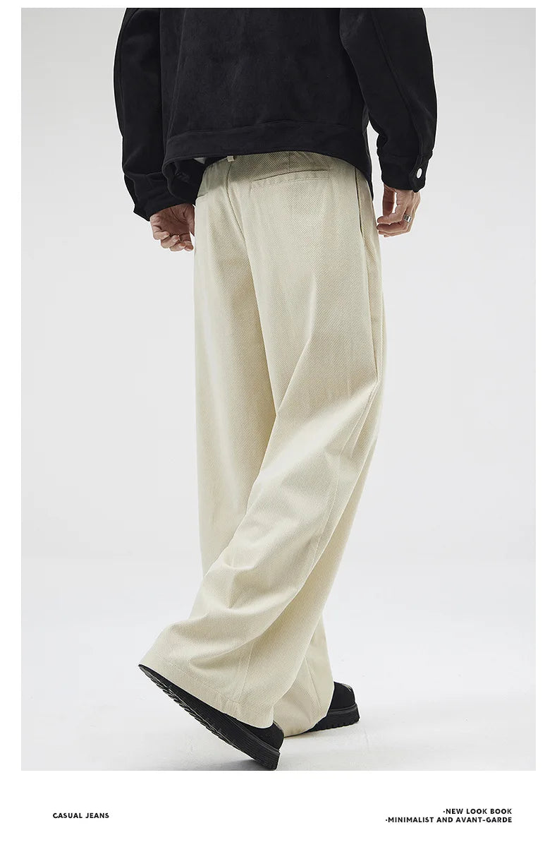 wide leg casual suit pants men japanese korean streetwear fashion loose cleanfit suit baggy pants cityboy long trousers unique default style 2165