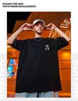 Anime Oversized shirt – American Street Bear Printed Men T Shirt Summer Crewneck
