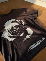 Gothic Oversized shirt – Vintage 90S Old School Style Sunfade Rose Cracking Washed Ol