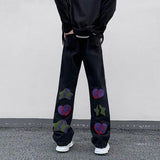 2023 summer new light luxury fashion pants star embroidered jeans mens straight slim pants boutique clothing simple style denim street jeans