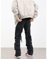 mens hip hip pants retro cargo pant streetwear side pockets bottom zipper harajuku joggers casual loose straight cotton trousers unique joggers style 3827