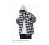 Winter Quilted Thick Plaid Hooded Jacket Men Wmen Streetwear Fashion Oversize Loose Casual Hoody Jacket Padded-cotton Parka Coat