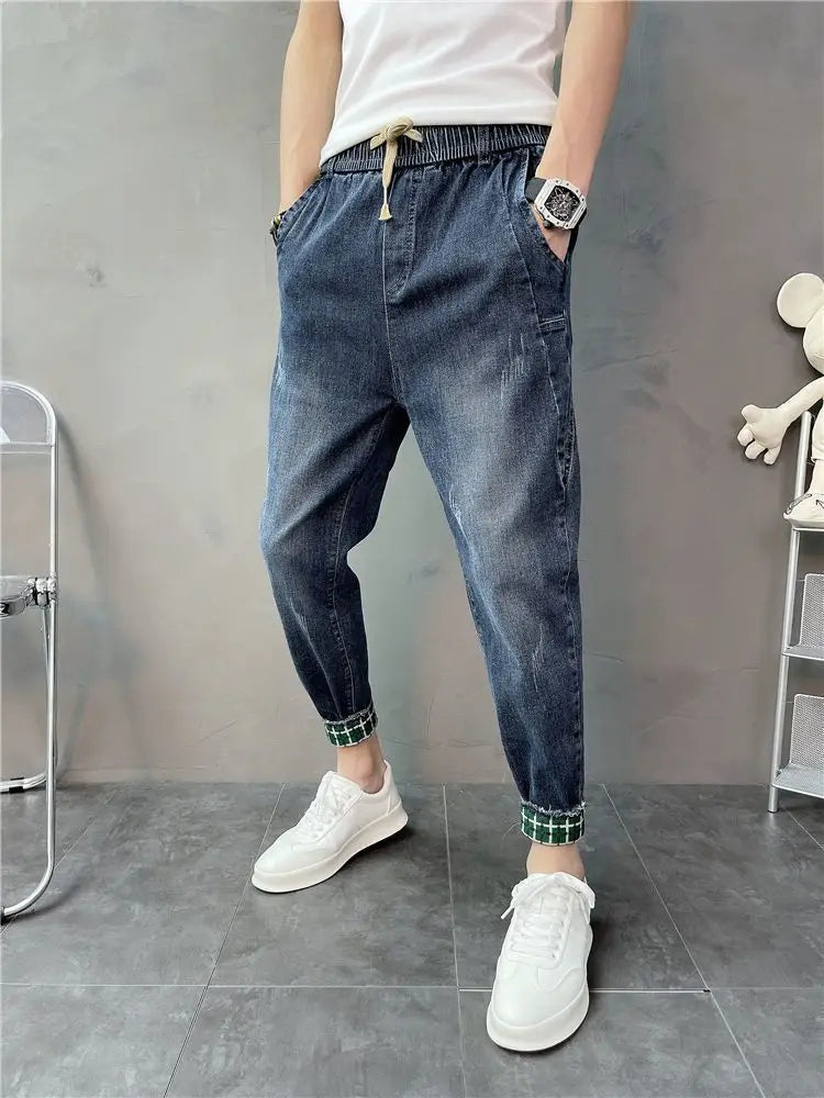 korean fashion harem jeans men high quality loose all match male jean trousers 2024 spring autumn trend straight leg denim pants urban skinny jeans