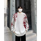 grunge fire sweater, streetwear drip, cozy knitwear for men, oversized grunge aesthetic winter top