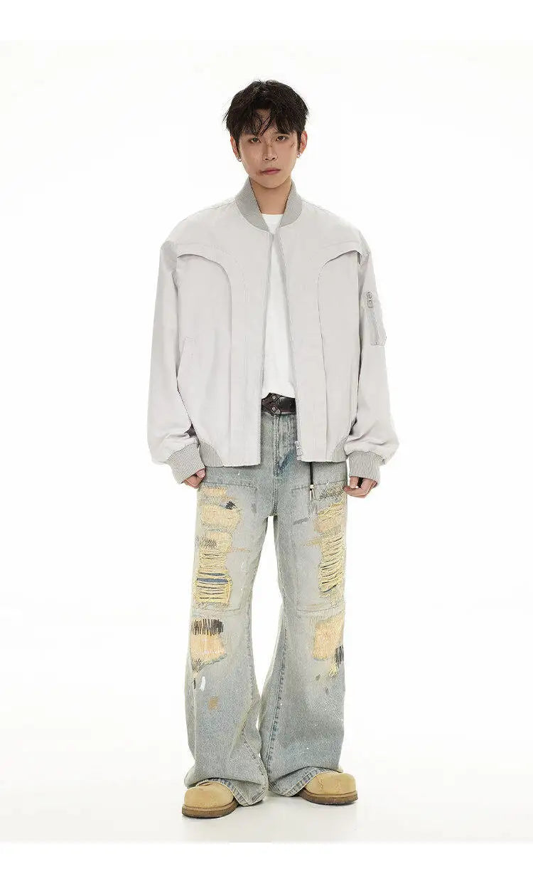 retro baseball outerwear, daily essential, men's streetwear fashion, trendy oversized fit, urban techwear design, modern hip 