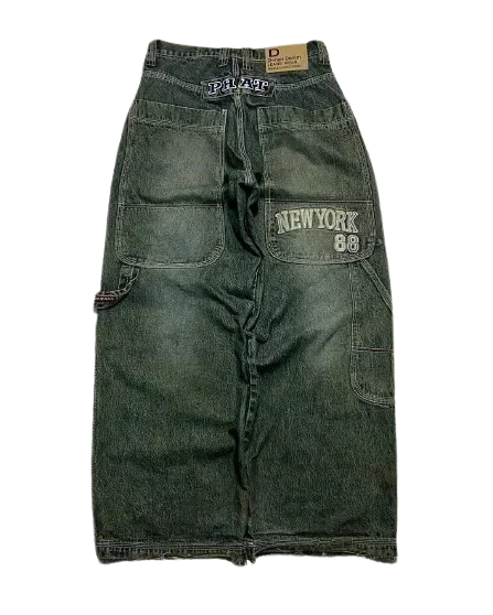 high street casual trousers punk style wide leg pants gothic classic vintage straight pantsy2k baggy letter print women jeans vintage washed jeans