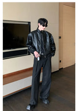 leather varsity jacket, cold weather layer, hip hop