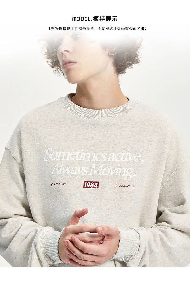 American Ins Personalized Hip-hop Heavy Cotton Round Neck Autumn Winter Sweatshirts for Men and Women Y2K Loose Thickened Tops