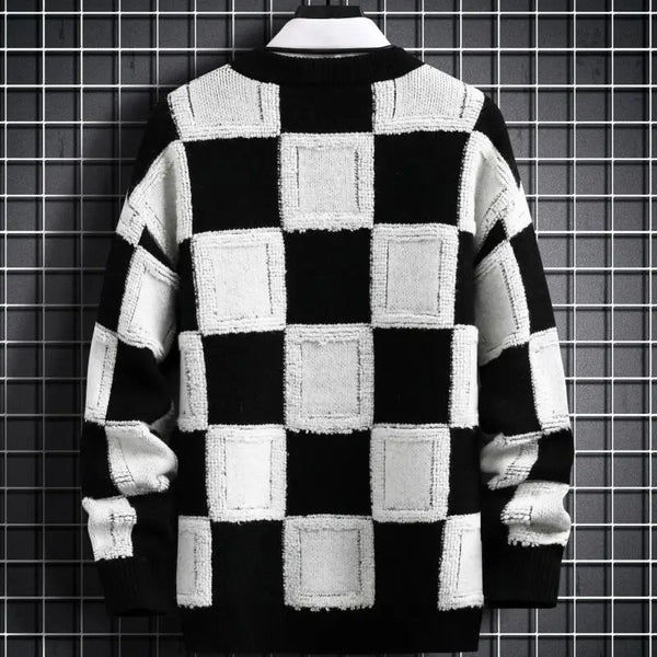 grunge knit pullover for fall and winter, oversized aesthetic with urban style, mens fashion layer for modern streetwear coll