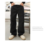 men american streetwear fashion loose casual hip hop wide leg black denim baggy jeans pants man y2k cargo jeans trousers unique cargo style 2339
