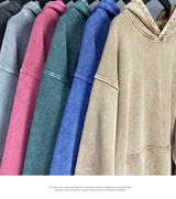 Kanye Vintage Distressed Solid Hooded Hoodie Oversize Washed Wax Dyein