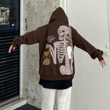Glitchcore Fashion – Fashion Skull Embroidery Hoodies Pullover Hooded – Streetwear Fashion for Men & Women