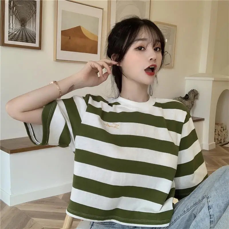 Anime Crying angel – Summer 2024 New Style Striped Salt Short Sleeved T Shirt For