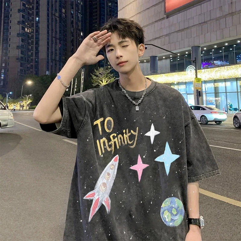 Y2K Graphic Tee – Newest Saint T Shirts Letter Pattern Tops Tee Men Woman Spri – Urban Streetwear for Men & Women