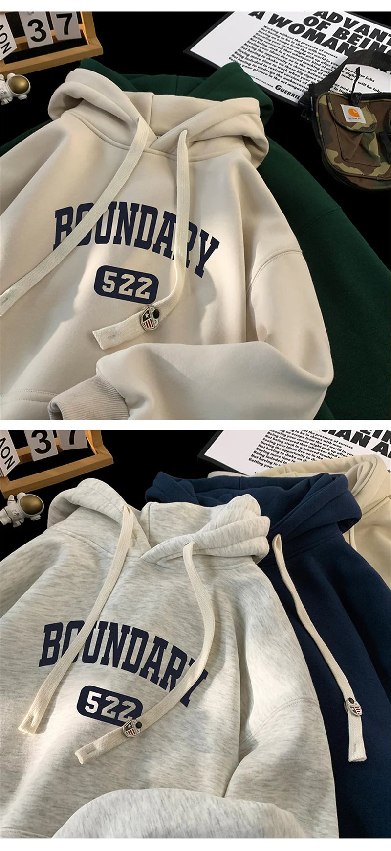 New Retro Casual High Street Hoodies For Men Autumn Letter Print Pullover Hooded Sweatshirts Oversized Y2K Hoody Clothing