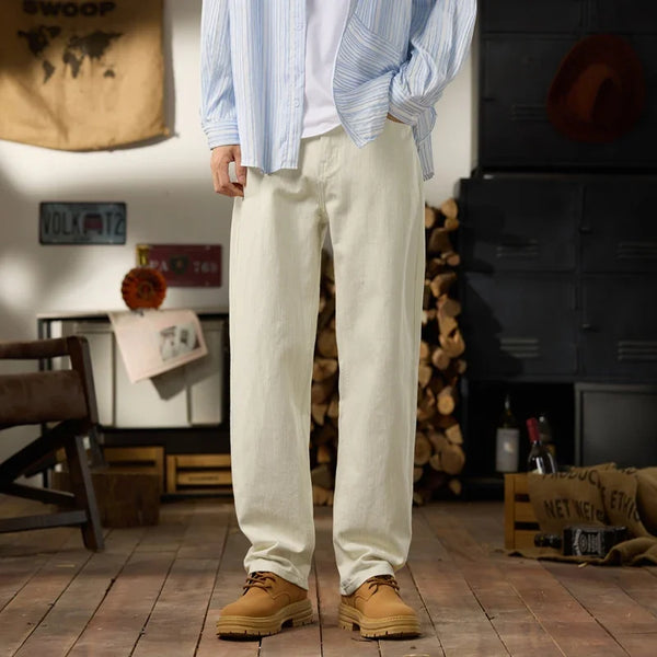men classic fashion vintage casual loose plus size 28 42 straight white soft denim jeans pant cityboy jeans long trousers man ripped baggy denim