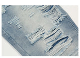 men distressed ripped destroied holes denim jean pants fashion zipper biker jeans streetwear flare pants joggers y2k men s jeans unique joggers style 3808