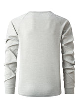 2024 New vintage Waffle Men's Henry shirt with button-down crew-neck and long sleeves
