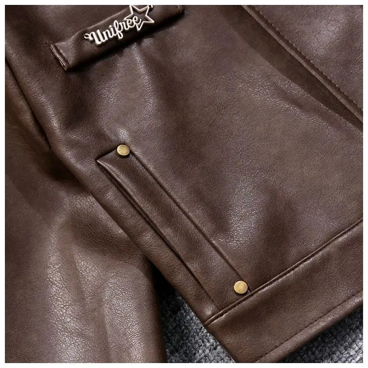 Retro hot girl camisole irregular big swing skirt short leather jacket coffee color set two piece sets womens outifits dress