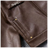 Retro hot girl camisole irregular big swing skirt short leather jacket coffee color set two piece sets womens outifits dress