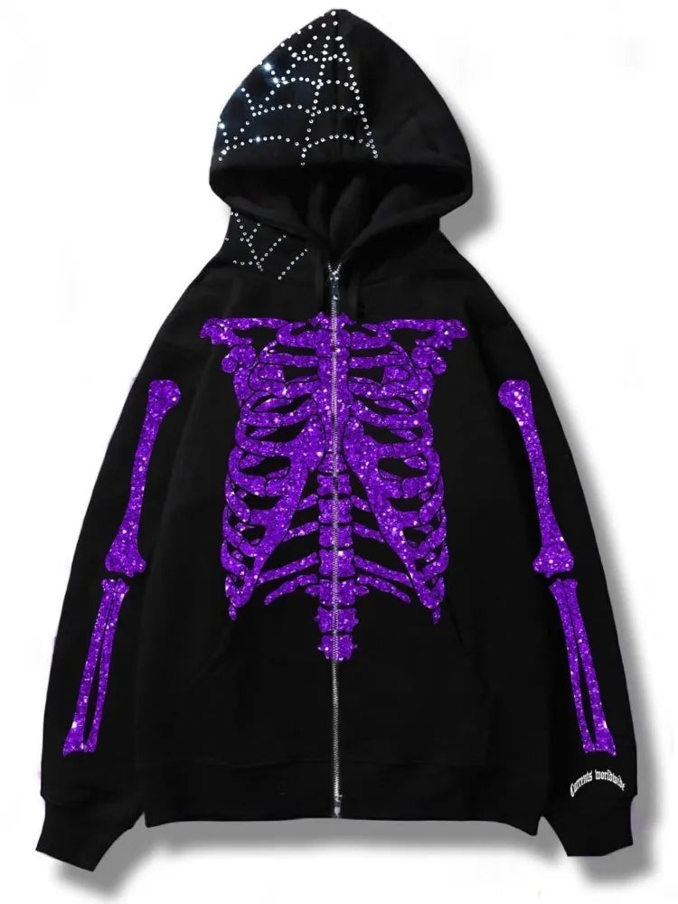 Y2K Diamond Jacket Fall Long Sleeve Hoodie Sweatshirt Womens Reflectiv