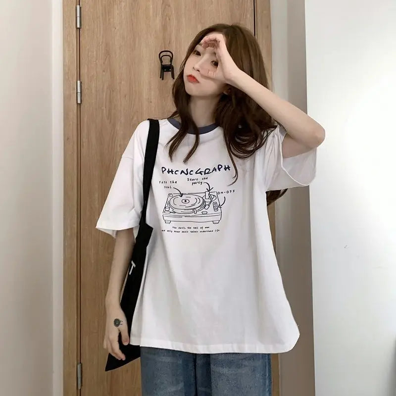 Glitchcore Oversized shirt – Summer Japanese Girly Cotton Short Sleeved T Shirt For Women