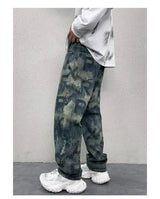 men loose casual american high street hip hop vibe printed denim baggy jeans pants man streetwear ripped jeans trousers unique jeans style 3093