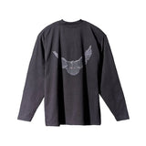 Y2k Tribal flame – Kanye White Pigeon Washed Old Vintage Loose Sleeve Round Nec