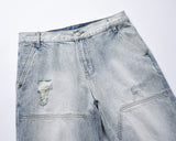 streetwear ripped damaged washed blue baggy denim pants for men straight distressed casual jeans oversized cargo trousers unique cargo style 5303